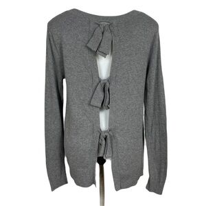 🔴 New York & Co GRAY SWEATER WITH BACK BOWTIE CLOSURE SIZE SMALL